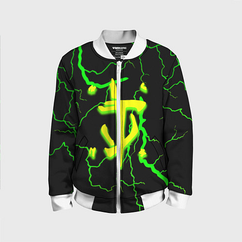 Детский бомбер Doom кислотный шторм молнии / 3D-Белый – фото 1