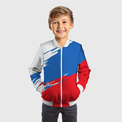 Бомбер детский Белый Синий Красный, цвет: 3D-белый — фото 2