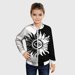 Бомбер детский Солнце черно-белое, цвет: 3D-белый — фото 2