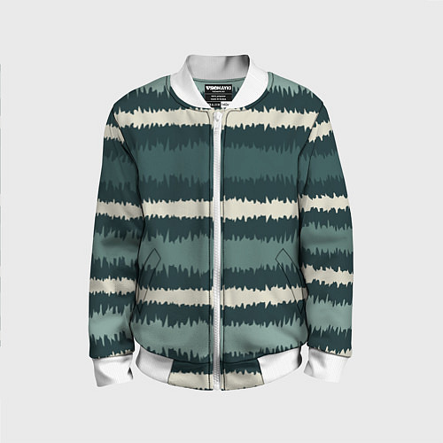 Детский бомбер Полосы зигзагообразные зеленые / 3D-Белый – фото 1