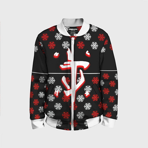 Детский бомбер Doom winter pattern steel / 3D-Белый – фото 1