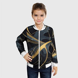 Бомбер детский Мраморный узор с золотыми полосками, цвет: 3D-белый — фото 2