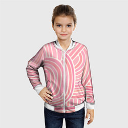 Бомбер детский Абстрактный узор розовый, цвет: 3D-белый — фото 2