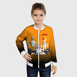 Бомбер детский Механик Бендер и пилот формулы 1 Фрай, цвет: 3D-белый — фото 2