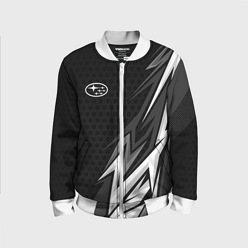 Детский бомбер Subaru - монохромный черный / 3D-Белый – фото 1