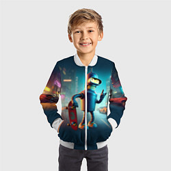 Бомбер детский Сынишка Бендера крутой скейтбордист, цвет: 3D-белый — фото 2
