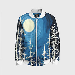 Детский бомбер Полнолуние и берёзы акрилом