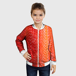 Бомбер детский Лосось филе текстура, цвет: 3D-белый — фото 2