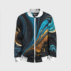 Детский бомбер Сине-золотая абстракция