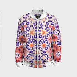 Бомбер детский Цветочная метаморфоза фиолетово-розовая, цвет: 3D-белый