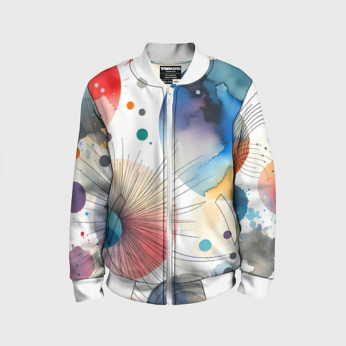 Детский бомбер Красочная экспрессивная абстракция / 3D-Белый – фото 1