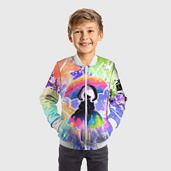 Бомбер детский Девочка под дождём арт, цвет: 3D-белый — фото 2