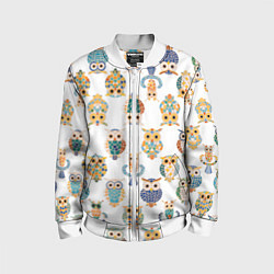 Бомбер детский Орнамент Совы, цвет: 3D-белый