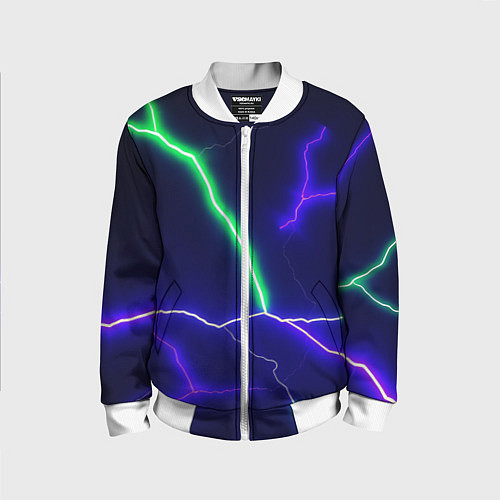 Детский бомбер Multicolored lightning / 3D-Белый – фото 1