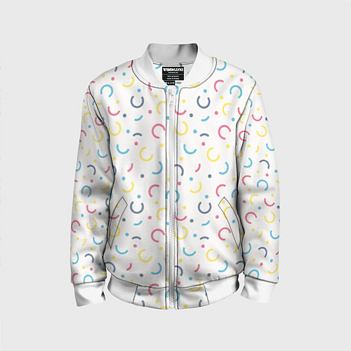 Детский бомбер Цветные точки и дуги на белом / 3D-Белый – фото 1