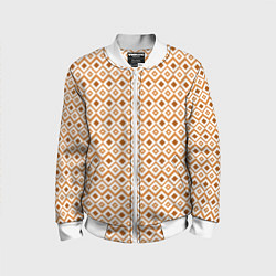 Детский бомбер Паттерн с ромбиками коричневый