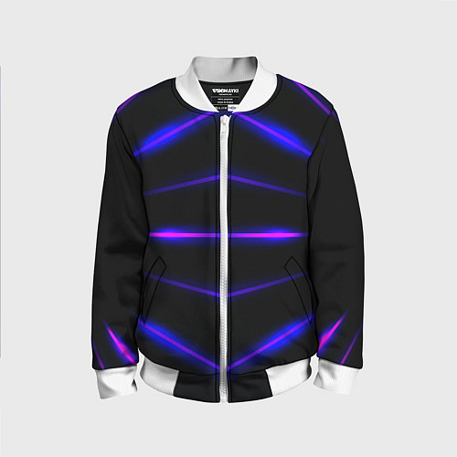 Детский бомбер Color black neon stripes / 3D-Белый – фото 1