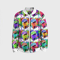 Бомбер детский Donald Trump - pop art poster, цвет: 3D-белый