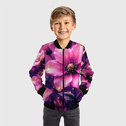 Бомбер детский Волшебный розовый цветок с искрами, цвет: 3D-черный — фото 2