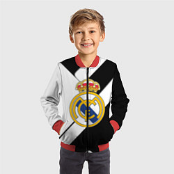 Бомбер детский Реал Мадрид черно белые полосы, цвет: 3D-красный — фото 2
