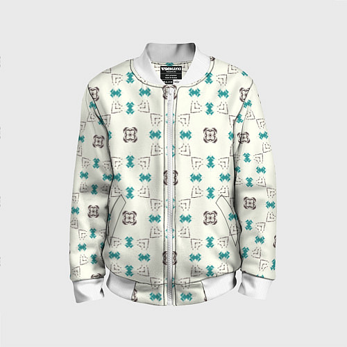 Детский бомбер Узорчатый паттерн в квадратных ячейках / 3D-Белый – фото 1