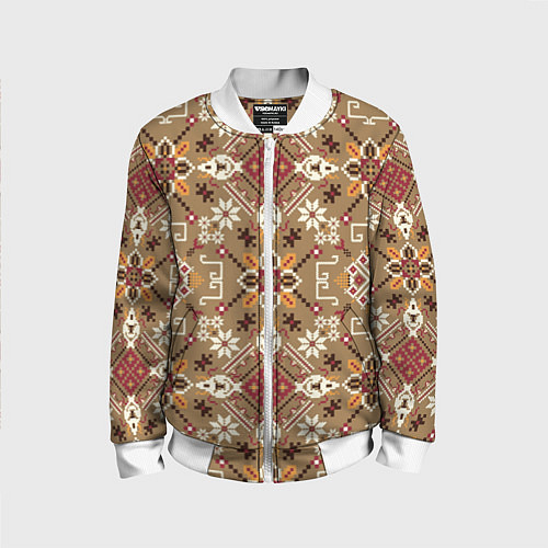 Детский бомбер Традиционные славянские узоры / 3D-Белый – фото 1
