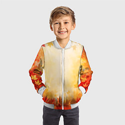 Бомбер детский Жёлто-красный осенний, цвет: 3D-белый — фото 2