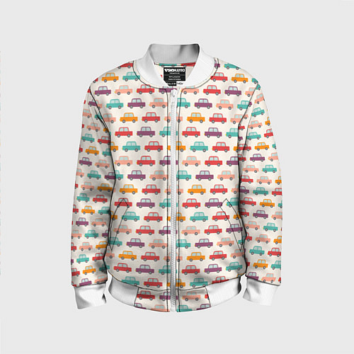 Детский бомбер Цветные машинки паттерн / 3D-Белый – фото 1