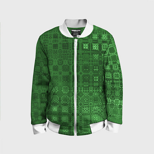 Детский бомбер Текстура изумрудное мерцание / 3D-Белый – фото 1