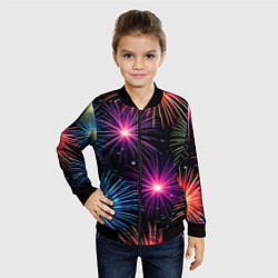 Бомбер детский Стилизованный праздничный салют, цвет: 3D-черный — фото 2