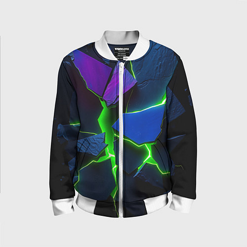 Детский бомбер Neon tile / 3D-Белый – фото 1