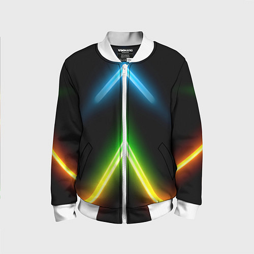 Детский бомбер Neon multicolored lines / 3D-Белый – фото 1