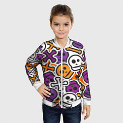 Бомбер детский Funny skulls, цвет: 3D-белый — фото 2