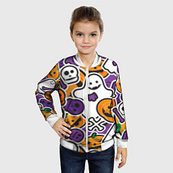Бомбер детский Улыбки хэллоуина, цвет: 3D-белый — фото 2