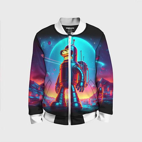 Детский бомбер Космонавт Бендер на неоновой планете / 3D-Белый – фото 1
