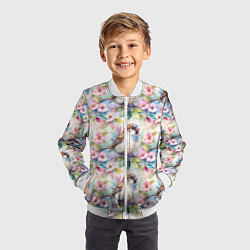 Бомбер детский Воробей в ярких цветах паттерн, цвет: 3D-белый — фото 2