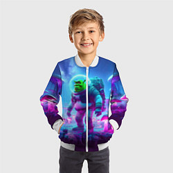 Бомбер детский Шрек бравый космонавт на планете неоновых грибов, цвет: 3D-белый — фото 2
