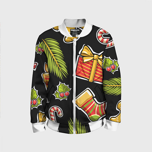 Детский бомбер Рождественский вайб / 3D-Белый – фото 1