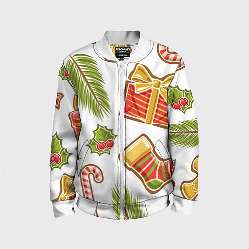 Детский бомбер Рождественский вайб / 3D-Белый – фото 1