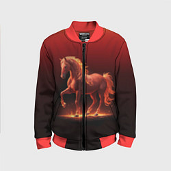 Бомбер детский Узор с конем огнем, цвет: 3D-красный