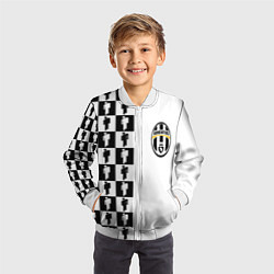 Бомбер детский Ювентус паттерн люди, цвет: 3D-белый — фото 2
