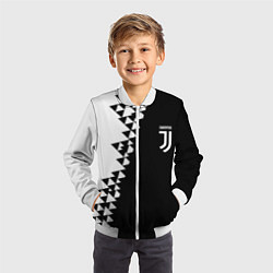 Бомбер детский Juventus черно белая геометрия текстура, цвет: 3D-белый — фото 2