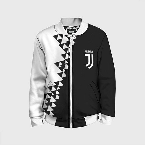 Детский бомбер Juventus черно белая геометрия текстура / 3D-Белый – фото 1