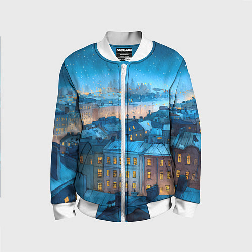 Детский бомбер Крыши зимнего Питера / 3D-Белый – фото 1