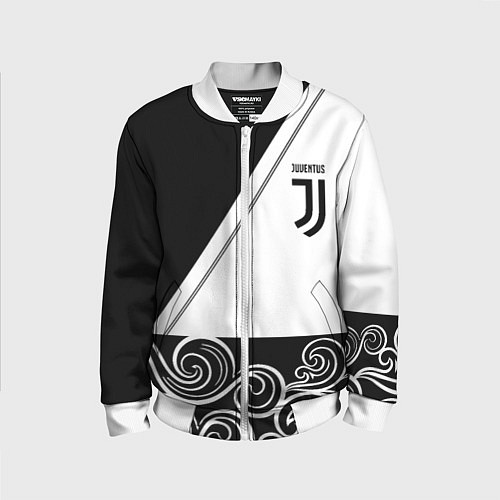 Детский бомбер Ювентус геометрия полосы текстура / 3D-Белый – фото 1
