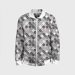 Детский бомбер Цветочный серо-розовый узор ретро