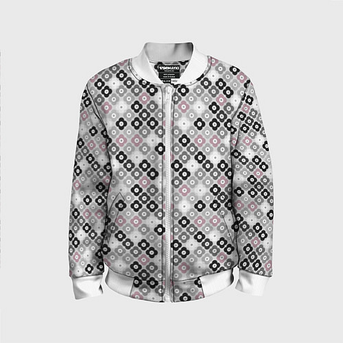 Детский бомбер Цветочный серо-розовый узор ретро / 3D-Белый – фото 1