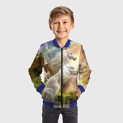 Бомбер детский Радужный единорог, цвет: 3D-синий — фото 2