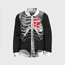 Бомбер детский Скелет с сердцем, цвет: 3D-белый