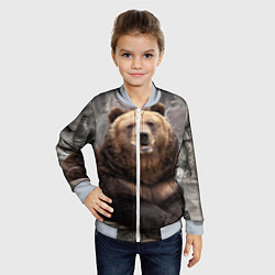 Бомбер детский Русский медведь, цвет: 3D-серый — фото 2